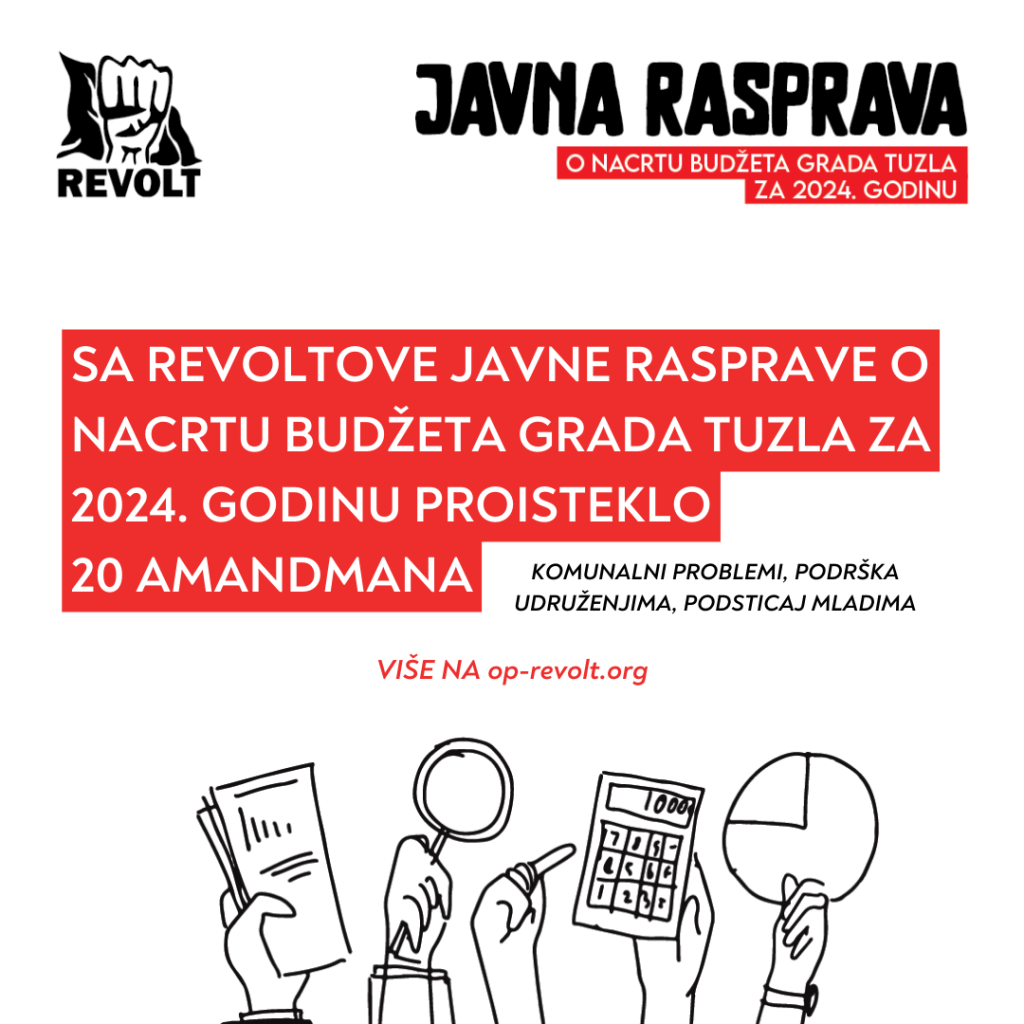 Amandmani sa Revoltove Javne rasprave o Nacrtu budžeta Grada Tuzla za 2024. godinu uvršteni u Izvještaj o provedenoj javnoj raspravi